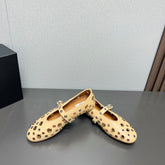 ALAIA MARY JANE SHOES IN BEIGE CREAM LAMBSKIN GOLD MIX SILVER HARDWARE